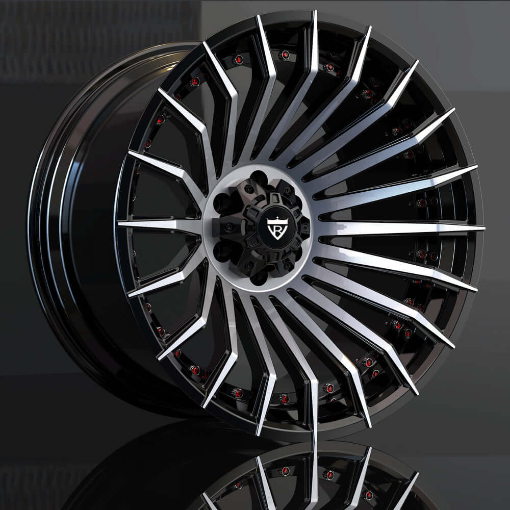 Custom RT-02 super concave forged monoblock truck wheel in 24-inch size, showcasing unique design and exceptional craftsmanship.