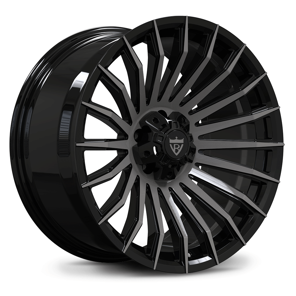 Custom forged black concave wheels, designed for Land Rover Defender 110, showcasing super deep concave design.