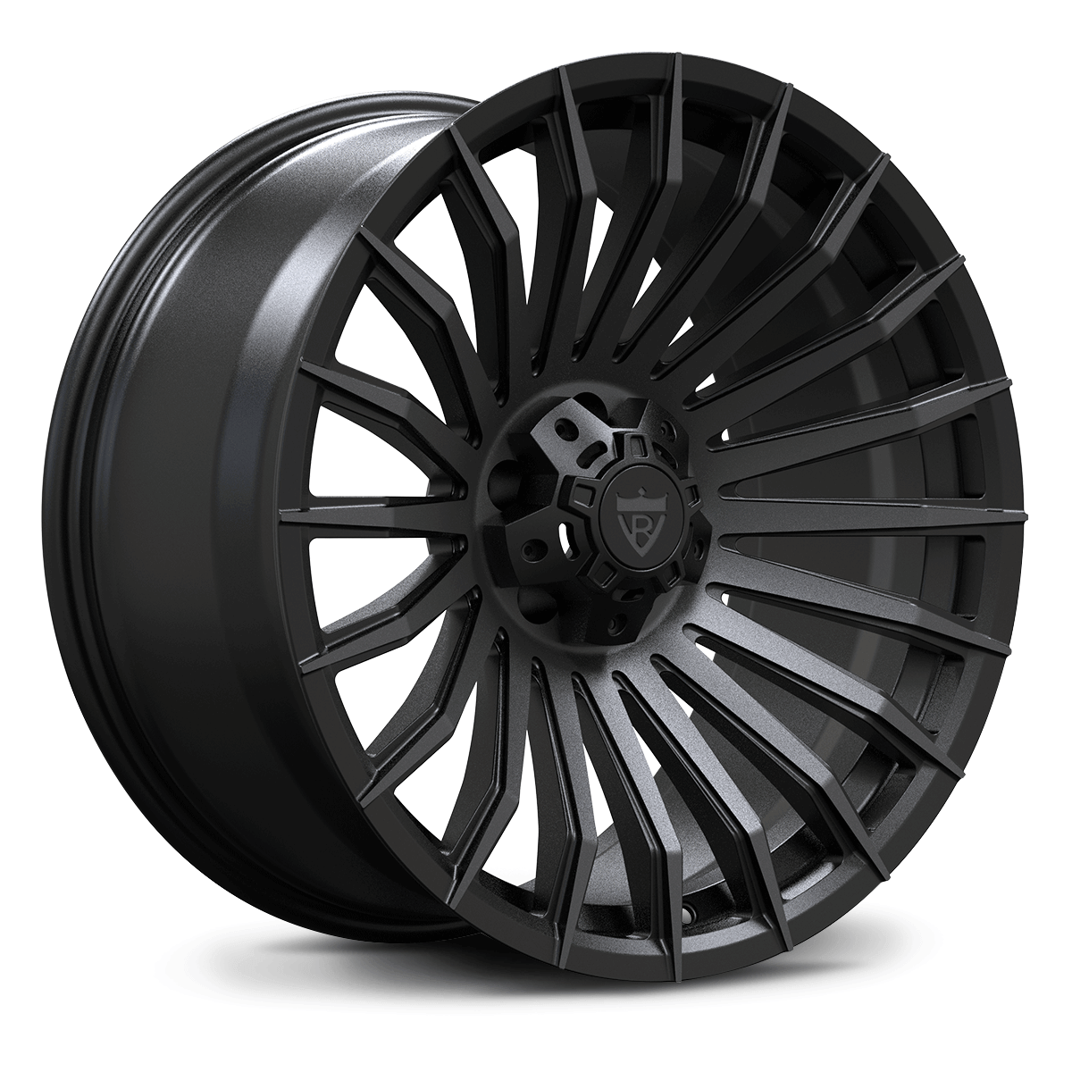 Custom forged black concave wheel, perfect for Land Rover Defender 110, featuring a super deep concave design.