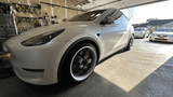 Tesla Model Y Wheels- deep dish 5 spoke black and white custom forged rims-RVRN RV-DF93 5 LUG SERIES-21inch staggered setup