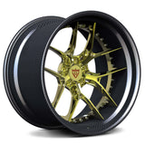 Yellow and carbon fiber wheels-deep dish custom forged 2-piece rims-RVRN Forged