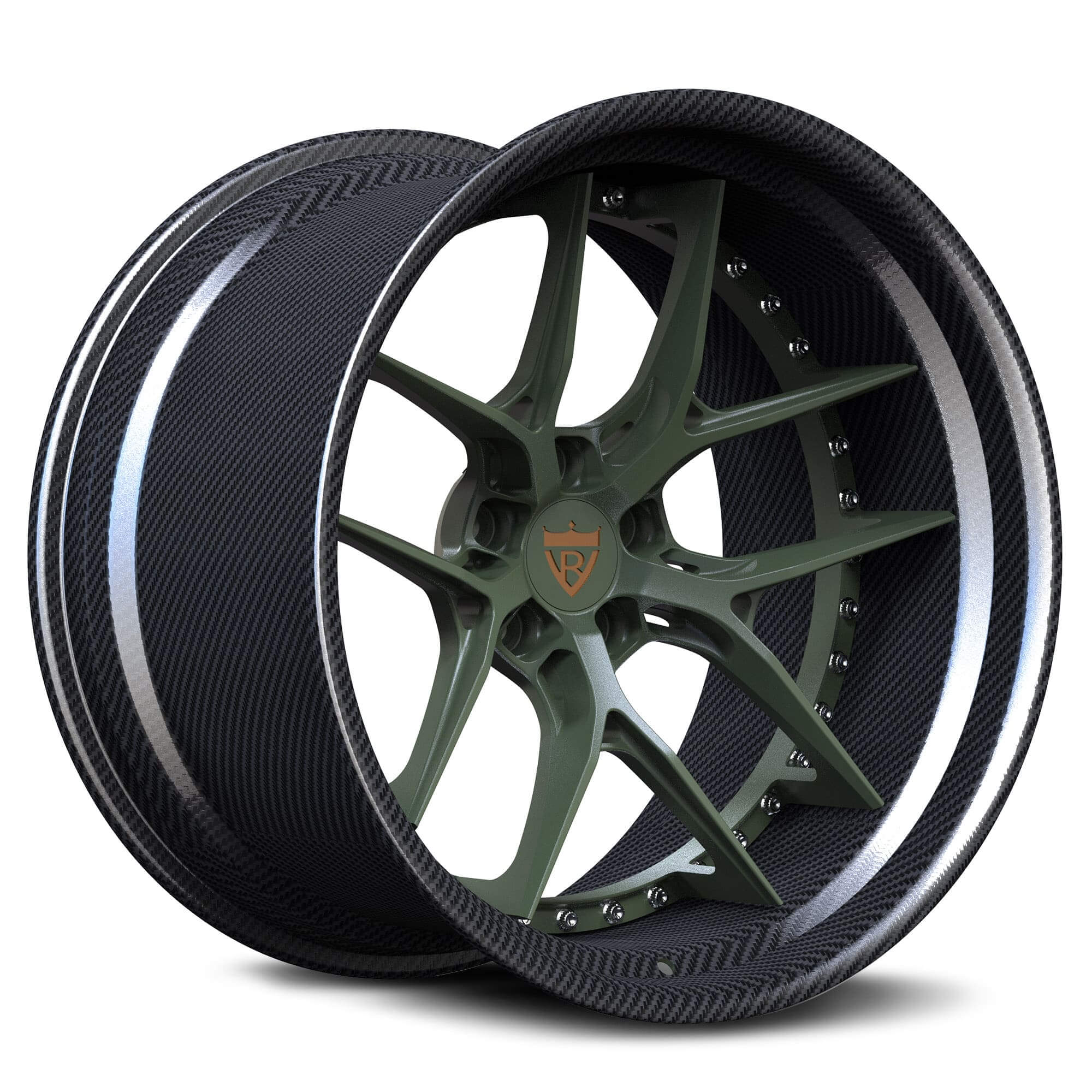 Custom green wheels for dodge challenger hellcat- deep concave rims