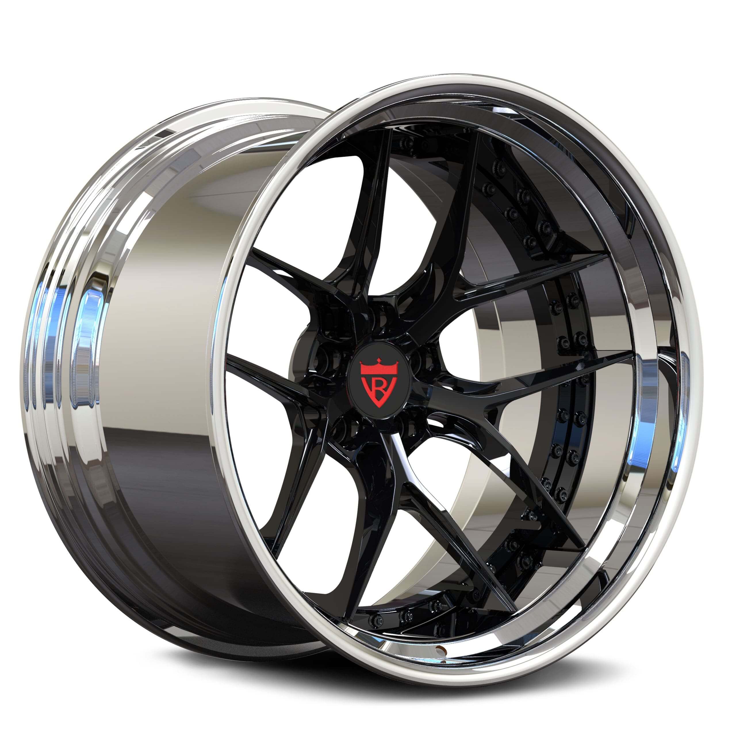 Chrome wheels-deep dish concave forged 2-piece wheels
