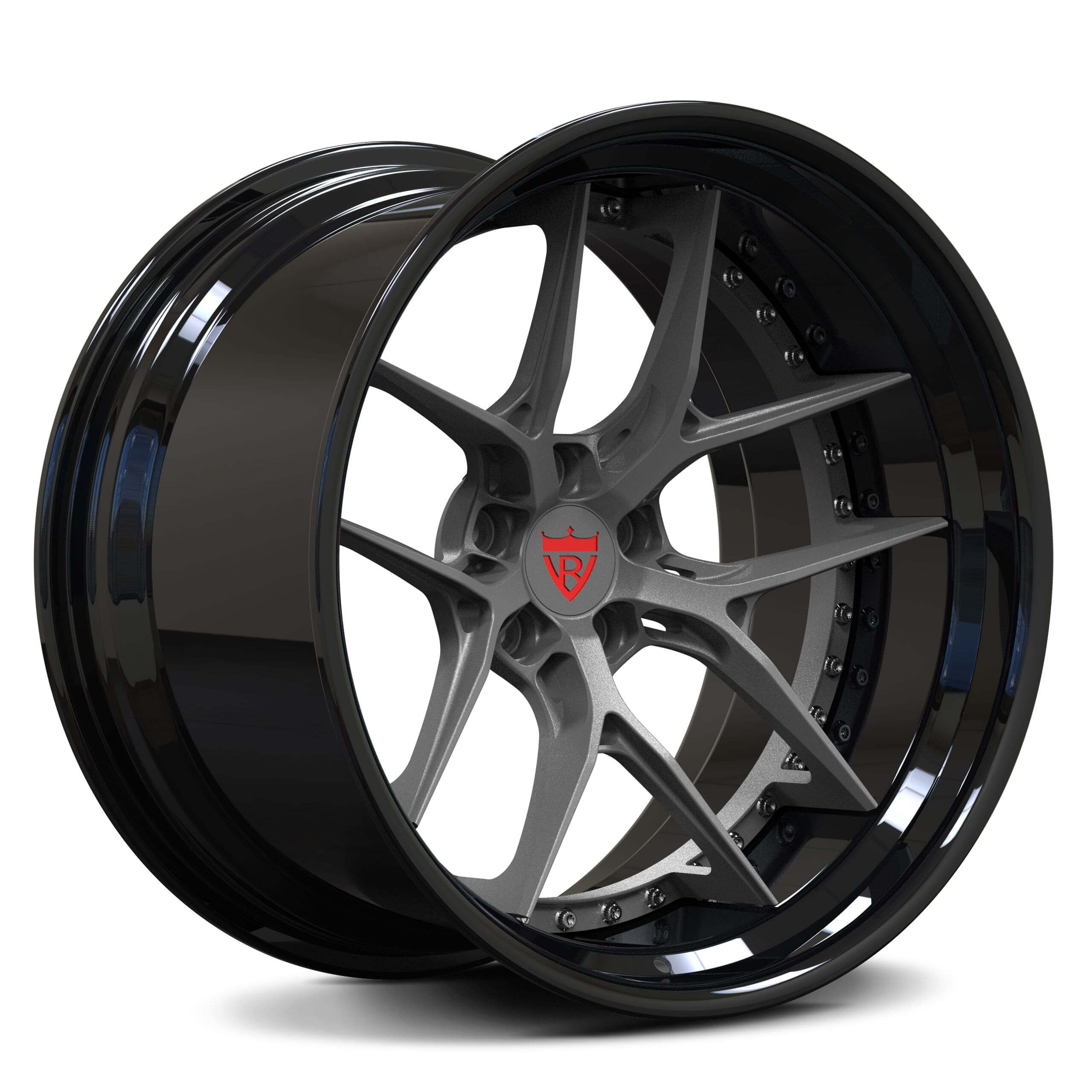 Chrome wheels-deep dish concave forged 2-piece wheels