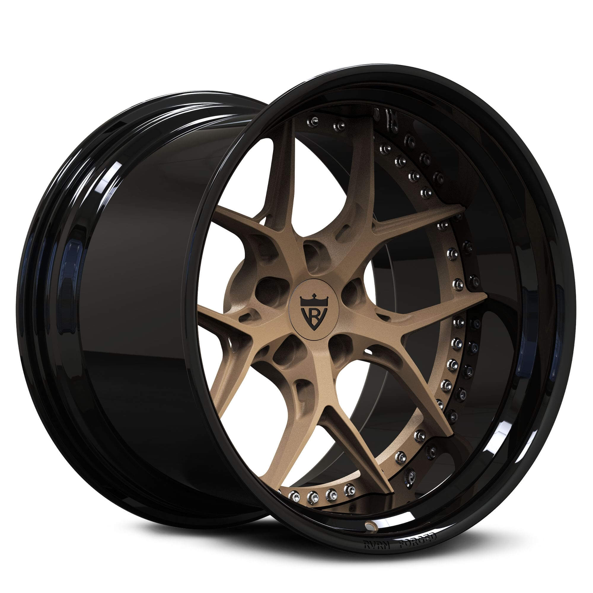 Bronze and black deep dish wheels-concave forged 2-piece rims for any vehicle