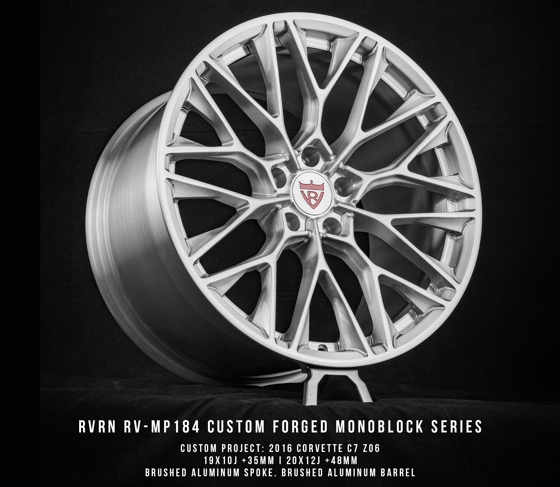 Corvette C7 Z06 Wheels-Custom Forged Monoblock Performance Rims-19inch and 20inch Brushed Silver