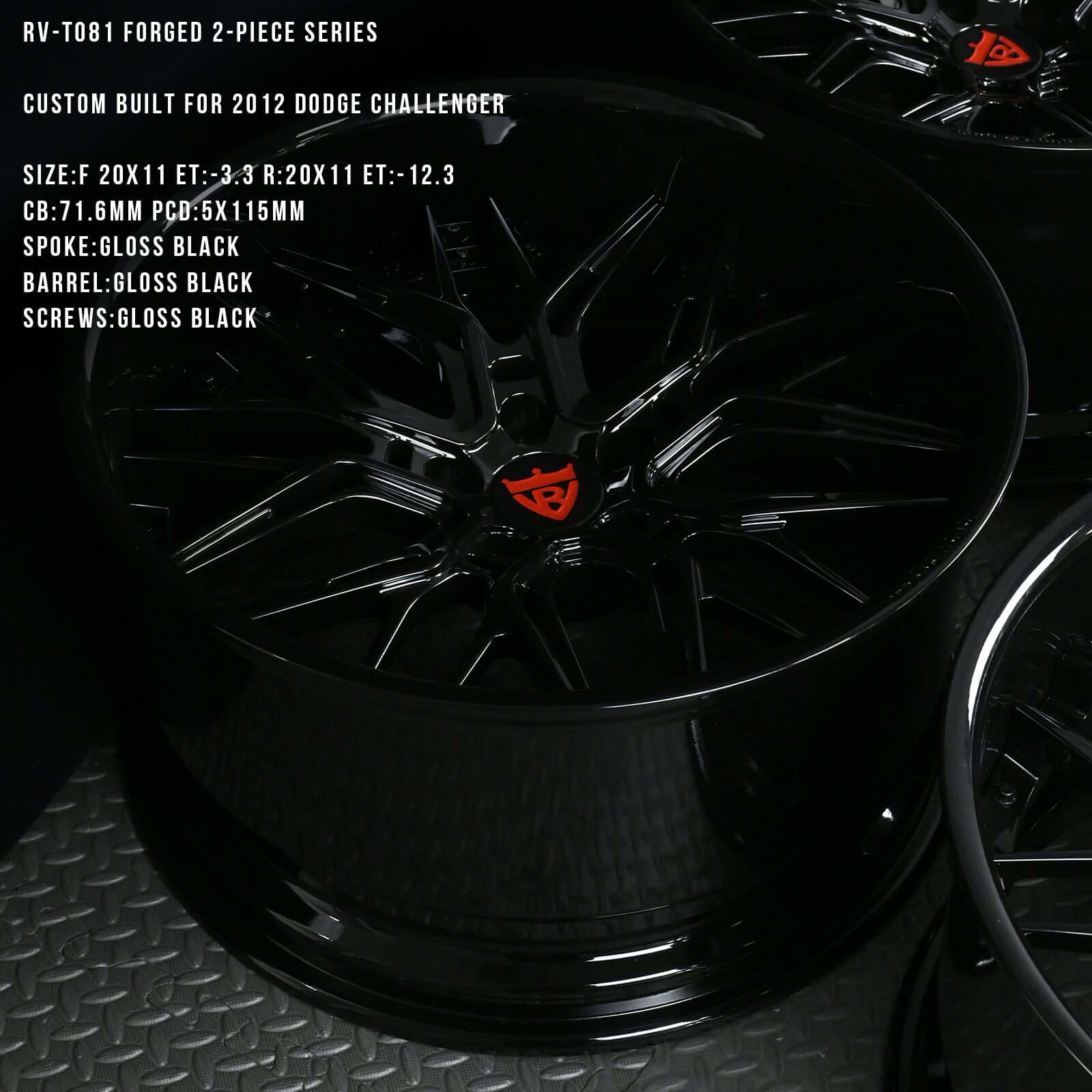 2012 Dodge Challenger Hellcat Widebody custom wheels with 20x11 setup, find the best forged rims for your hellcat-RVRN Wheels RV-T081 Series