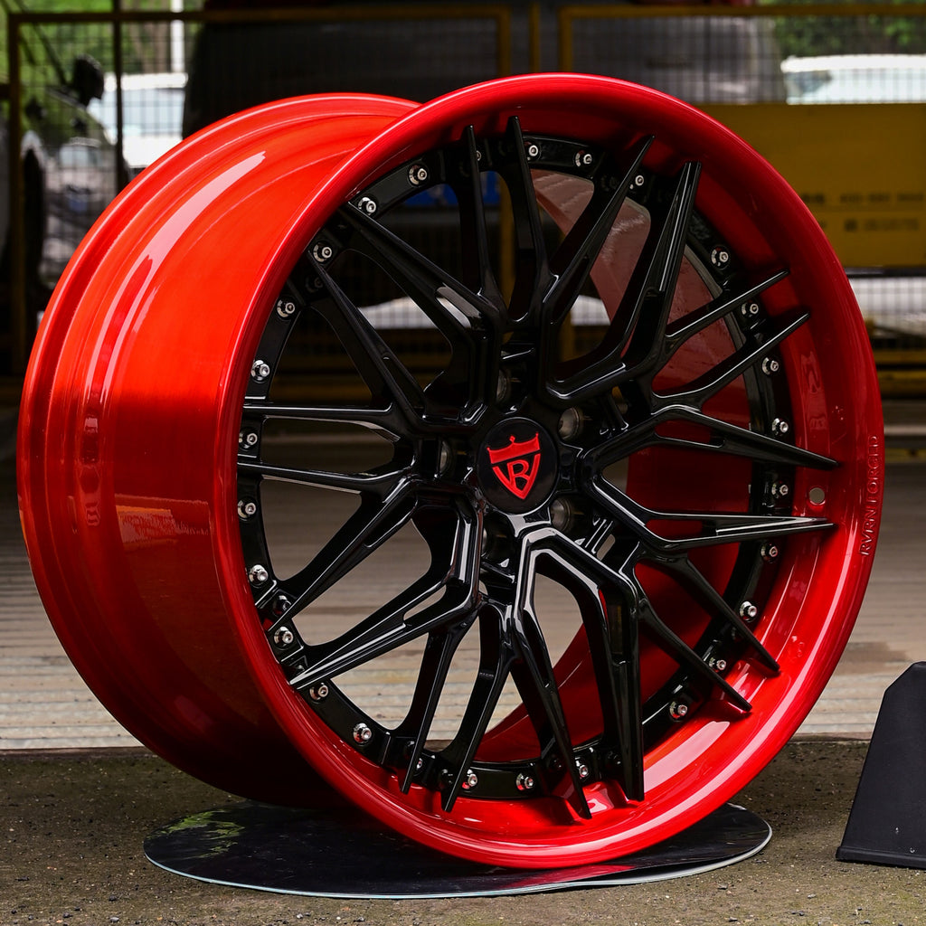 2021 Ford Shelby GT500 Custom 2pc Forged Red-Black Wheels: RV-T081 series Forged