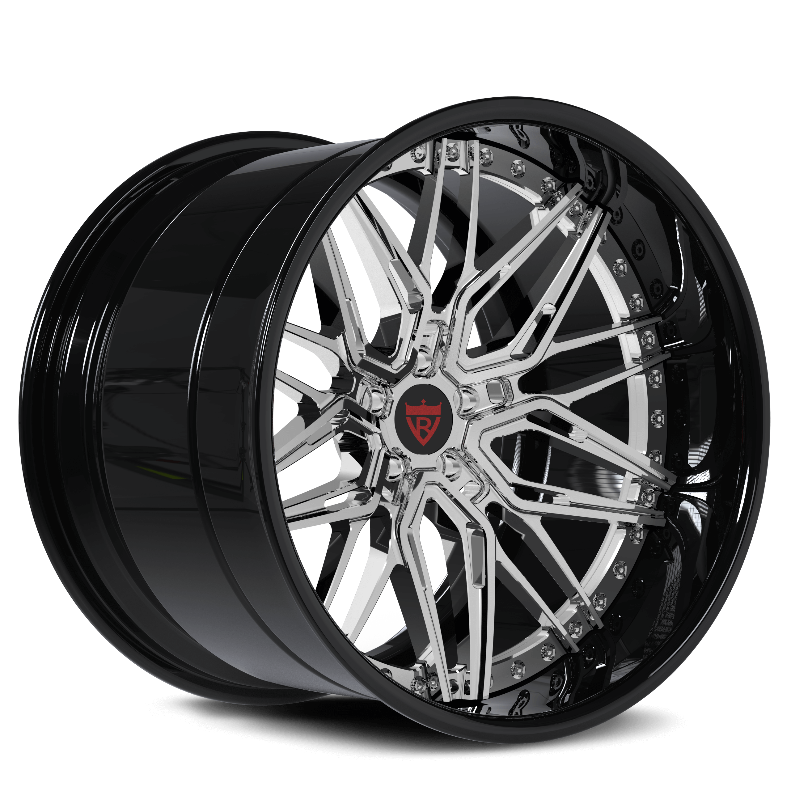 Corvette C3 custom deep dish wheels: Chrome and black 18inch staggered rims-Truck and SUV deep dish wheels-RVRN Wheels