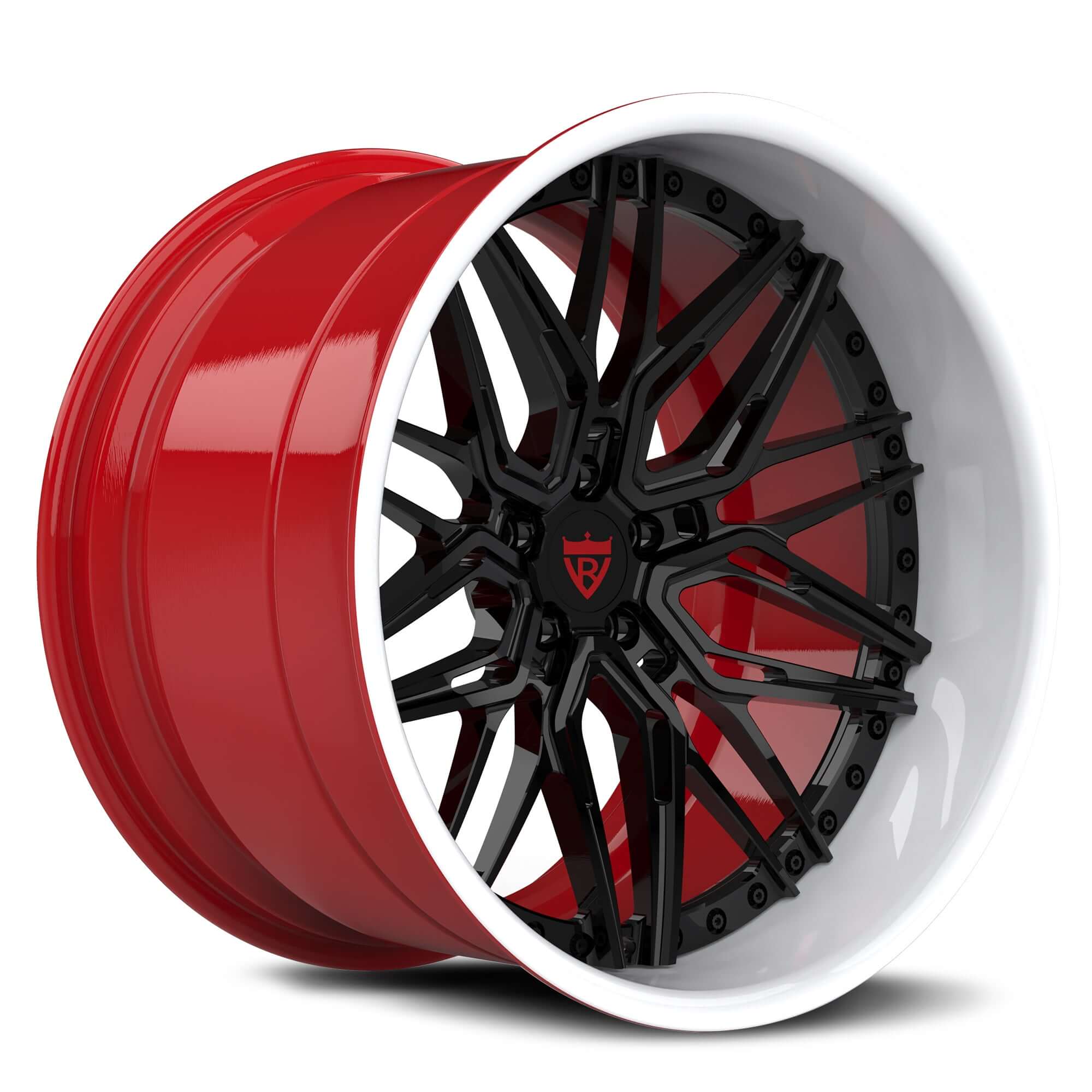 Red Black Rims-Custom Deep Dish Forged 2pc Wheels-T081 Series-RVRN Forged