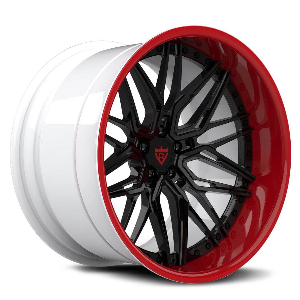 Red Black Rims-Custom Deep Dish Forged 2pc Wheels-T081 Series-RVRN Forged