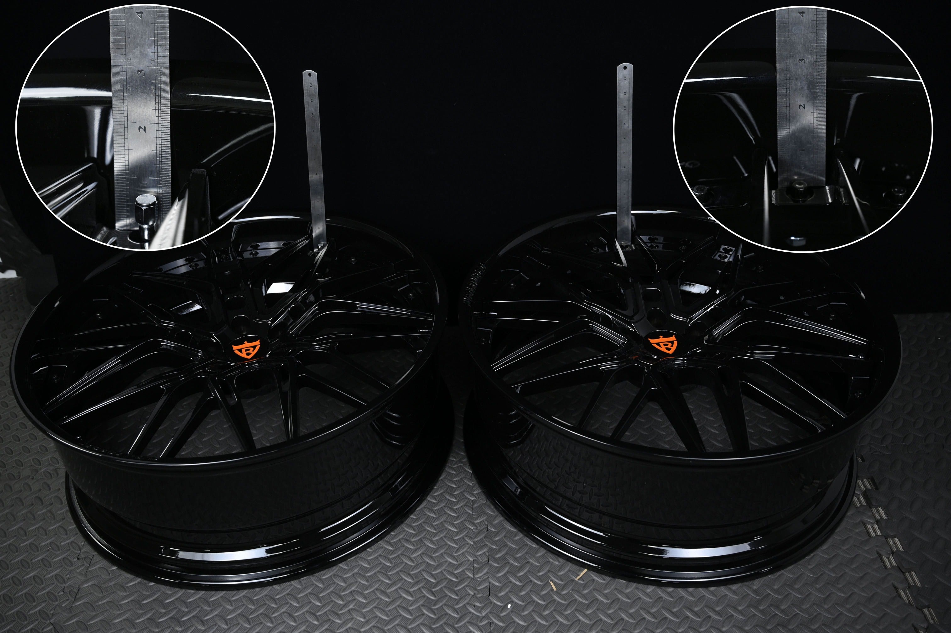 Chrysler 300s 24inch deep dish black and orange wheels-custom aftermarket forged 2pc rims-RVRN Forged T081 series