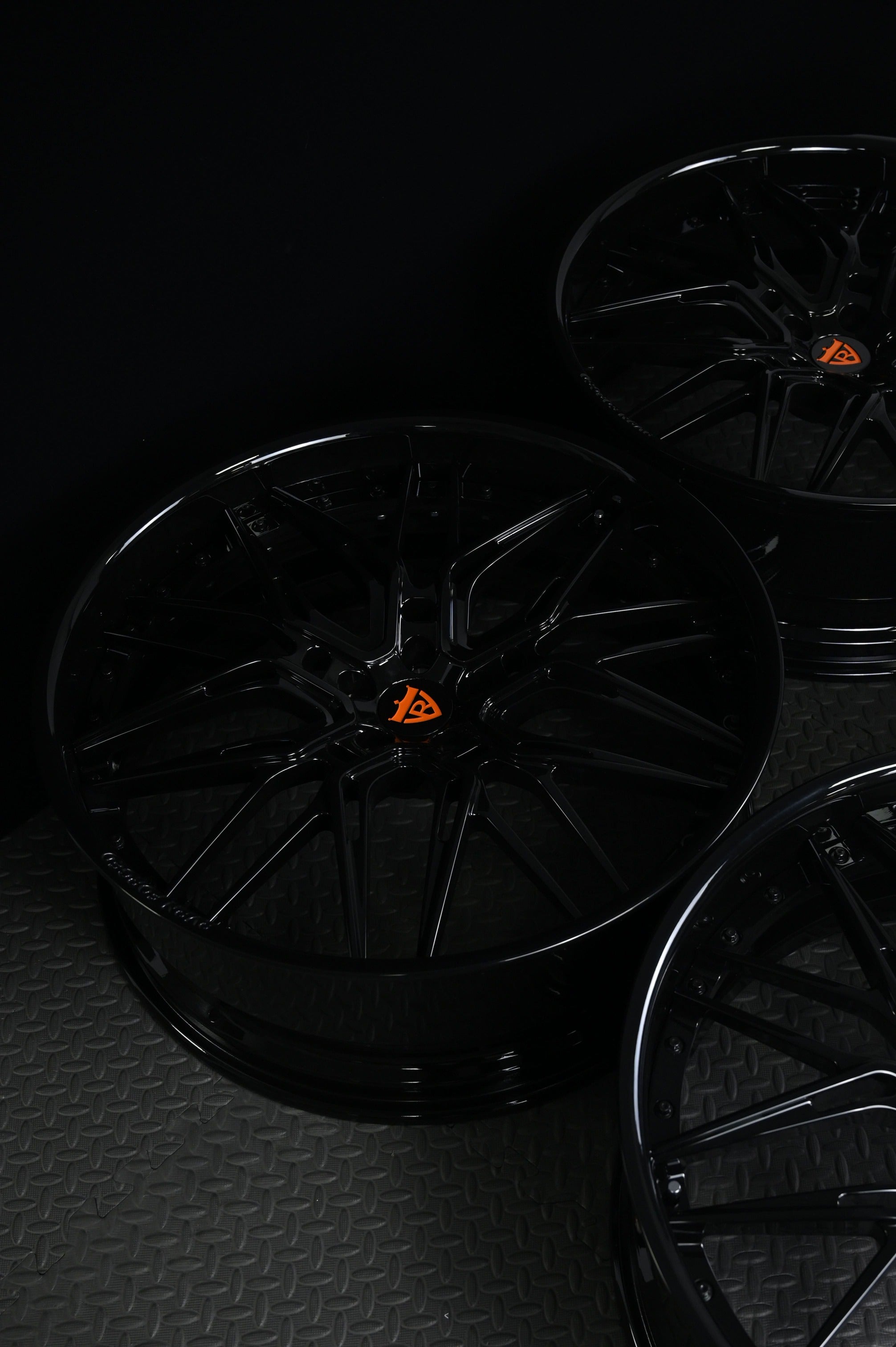 Chrysler 300s 24inch deep dish black and orange wheels-custom aftermarket forged 2pc rims-RVRN Forged T081 series