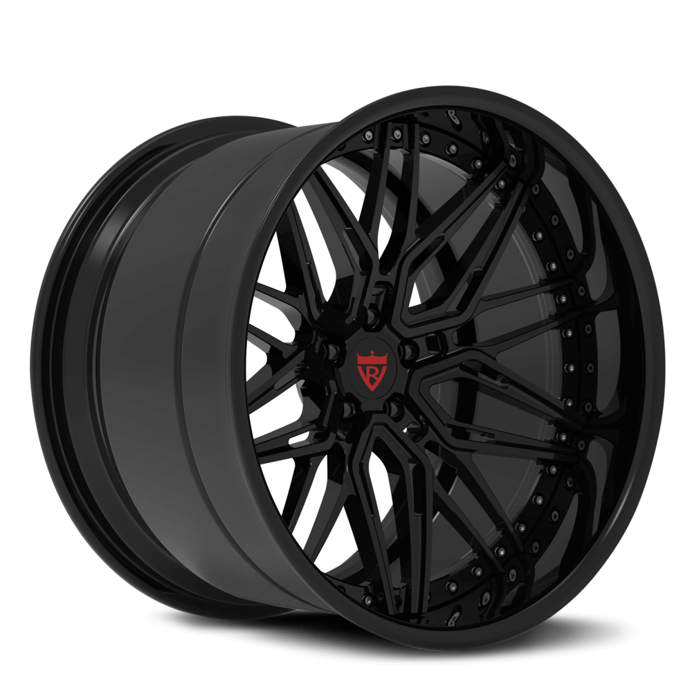 dodge challenger hellcat custom wheels, all glossy black with 20x10 and 20x11 size and deep lip style-RVRN Forged 2-Piece RV-T081 Series