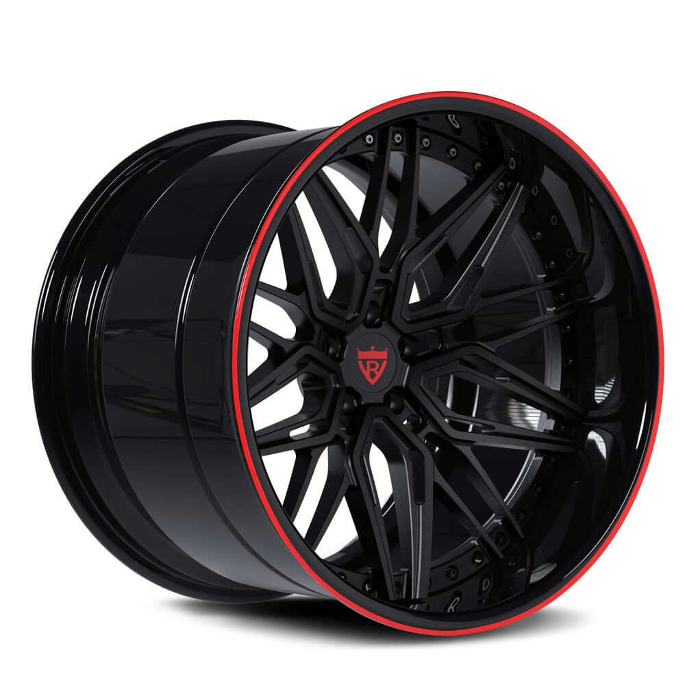 2016 dodge challenger rims, black and red custom forged 2-piece deep dish wheels, RV-T081 series