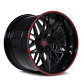 2016 dodge challenger rims, black and red custom forged 2-piece deep dish wheels, RV-T081 series