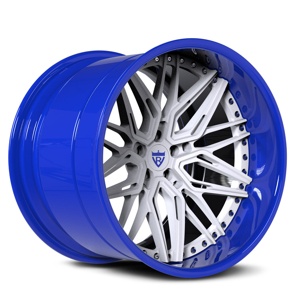 Exploded view of RV-T081 2-piece forged deep dish wheel – modular customization options