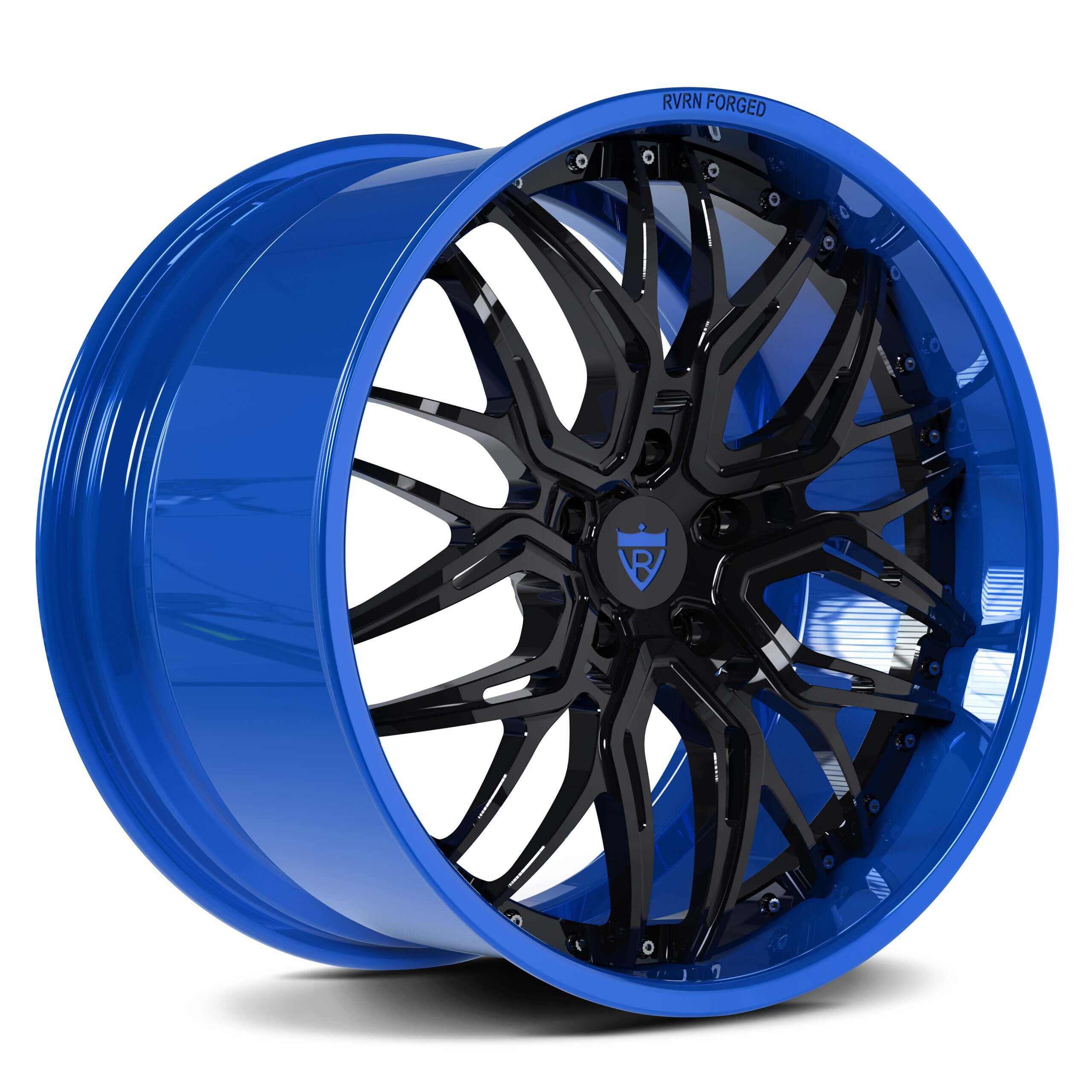 T081-Chevrolet Corvette C1-C8 Wheels&Rims-Deep dish custom forged aftermarket rapid blue rims