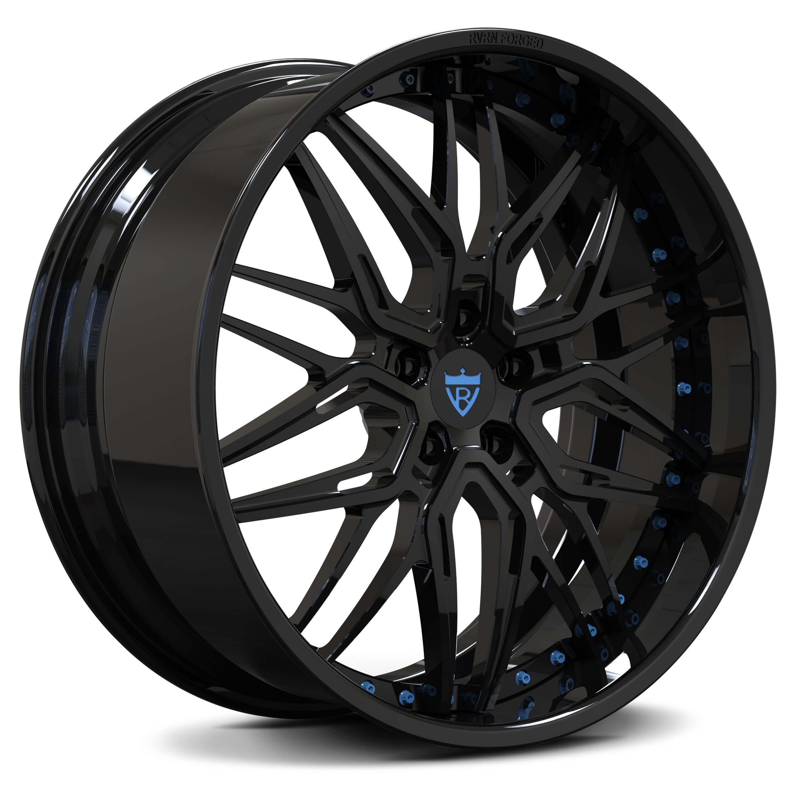 T081-Chevrolet Corvette C1-C8 Wheels&Rims-Deep dish custom forged aftermarket black blue rims