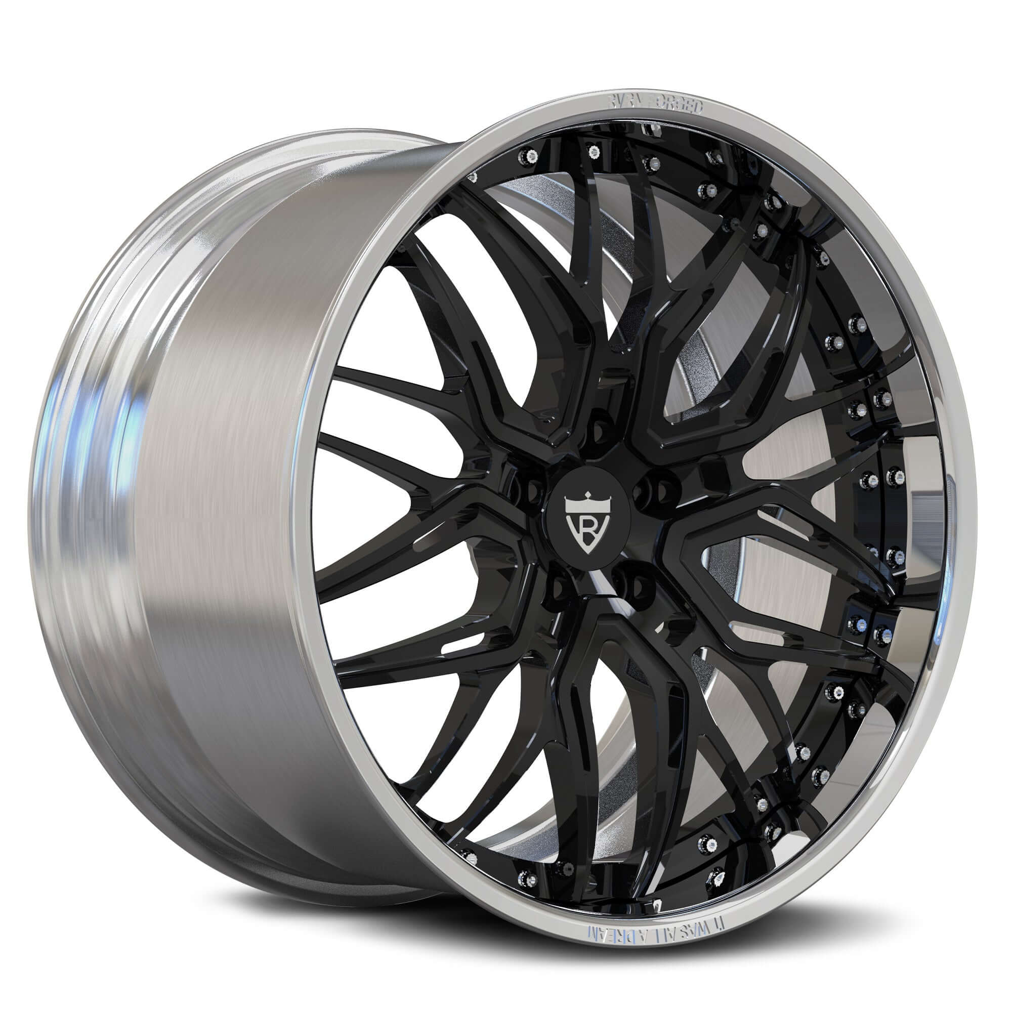 T081-Chevrolet Corvette C1-C8 Wheels&Rims-Deep dish custom forged aftermarket-black and chrome rims