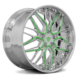 T081-Chevrolet Corvette C1-C8 Wheels&Rims-Deep dish custom forged aftermarket-green and chrome rims