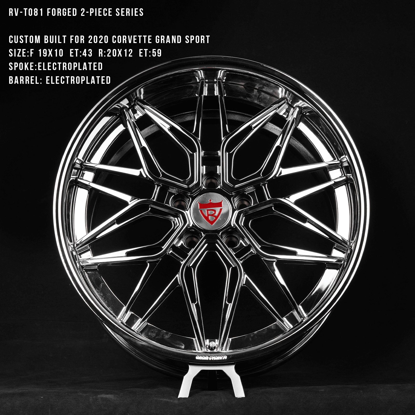Chrome rims-custom corvette c8 stingray wheels-rvrn forged -20inch staggered setup