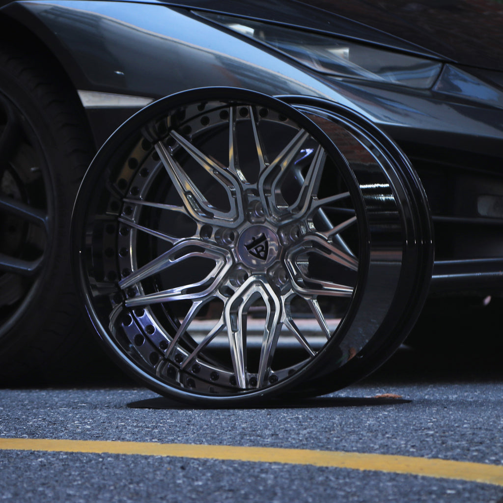 corvette c3 18inch wheels-rvrn custom fully forged 2-piece deep dish rims with polished face and gloss black lips. Best wheels for corvette