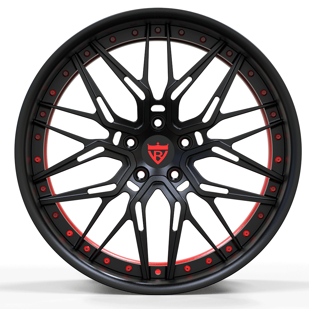 Red and black custom corvette c8 z06 deep dish wheels ,RVRN RV-T081 custom forged 2-piece rims series
