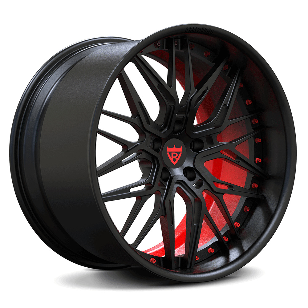 Red and black custom corvette c8 z06 deep dish wheels ,RVRN RV-T081 custom forged 2-piece rims series