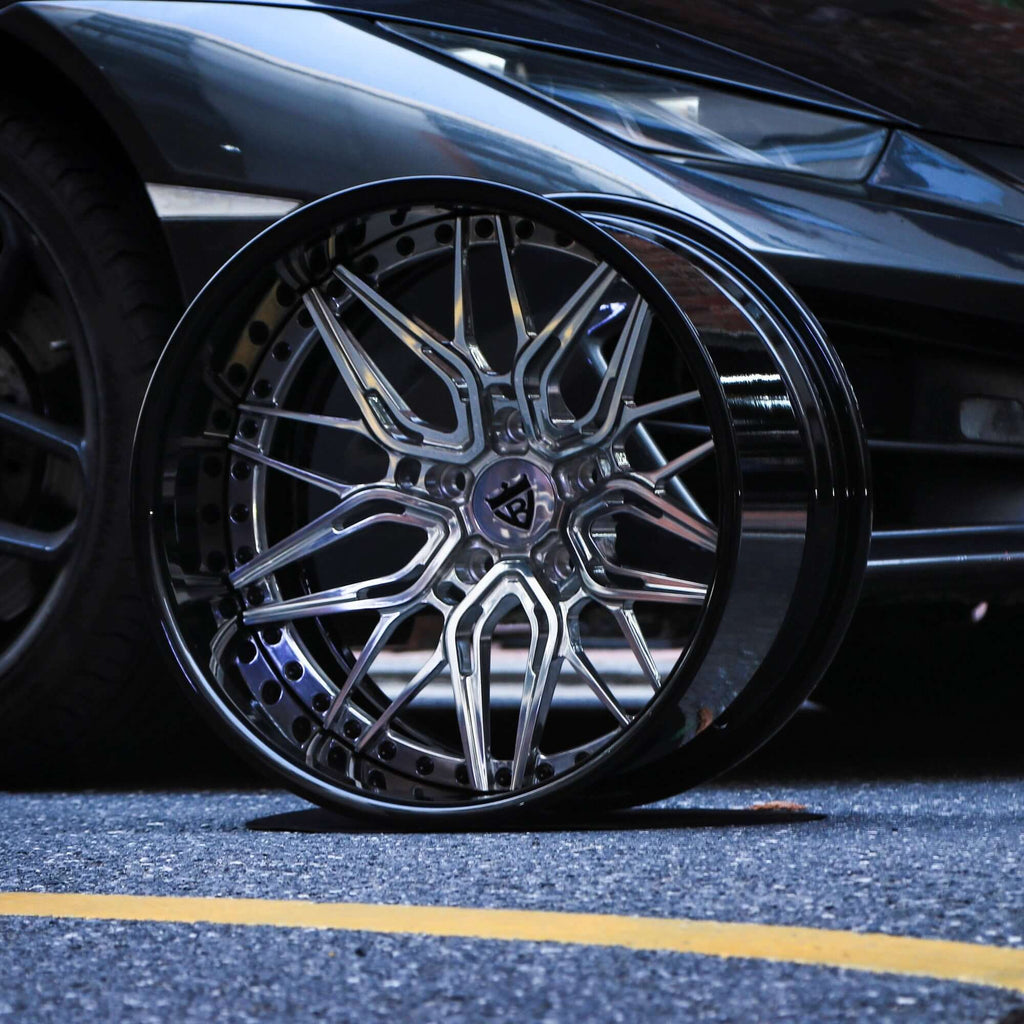 Corvette C3 custom deep dish rims with polished and black color. RVRN Forged 2-Piece RV-T081 Series