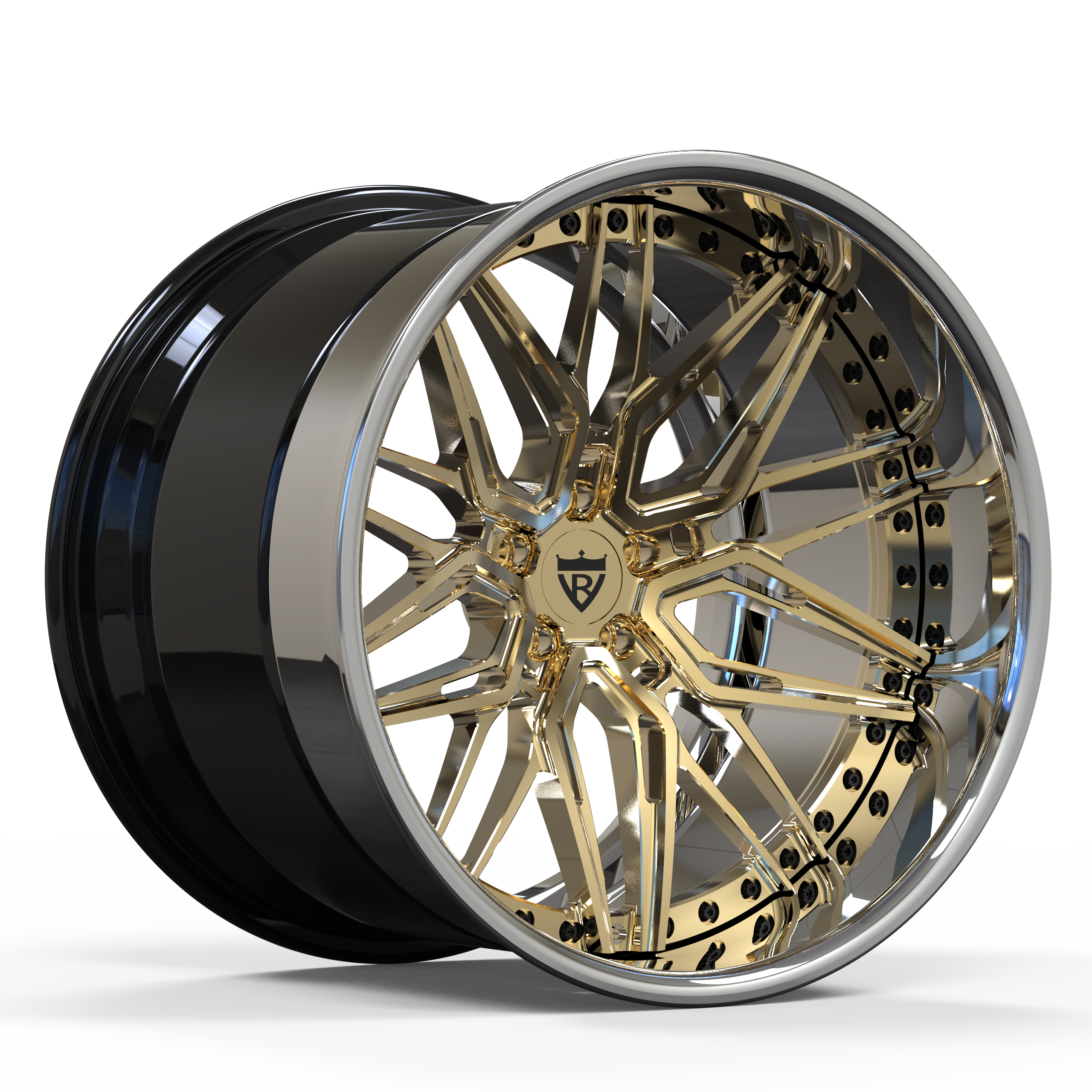 Deep concave 3-piece gold race wheels– RVRN T081 forged construction