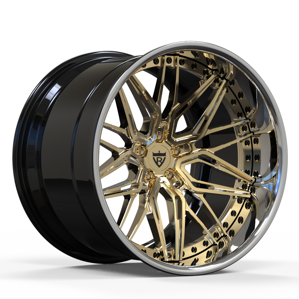 Gold 3-piece forged deep dish wheel RV-T081