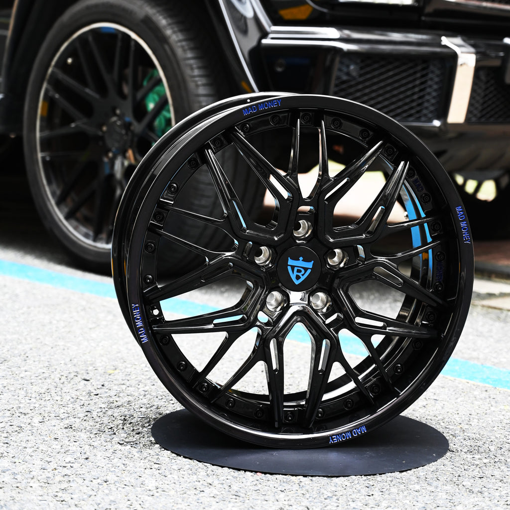 2015 Corvette C7 Z51 Wheels-custom Gloss Black forged 2pc series-RVRN Forged