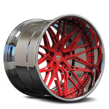 Red Black Rims-Custom Deep Dish Forged 2-piece Wheels-T081 Series Red Chrome wheels-RVRN Forged