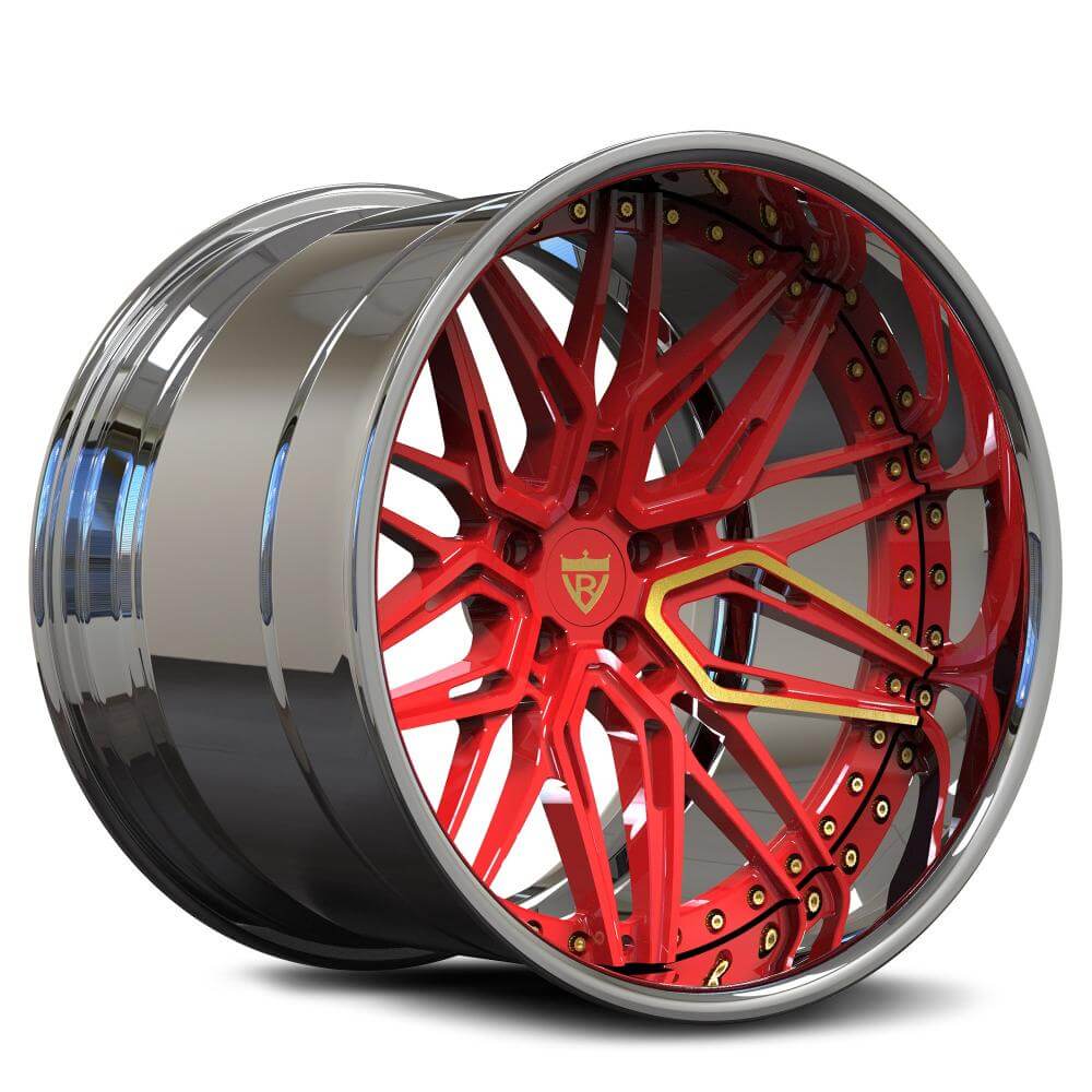 Red Black Rims-Custom Deep Dish Forged 2-piece Wheels-T081 Series-RVRN Forged