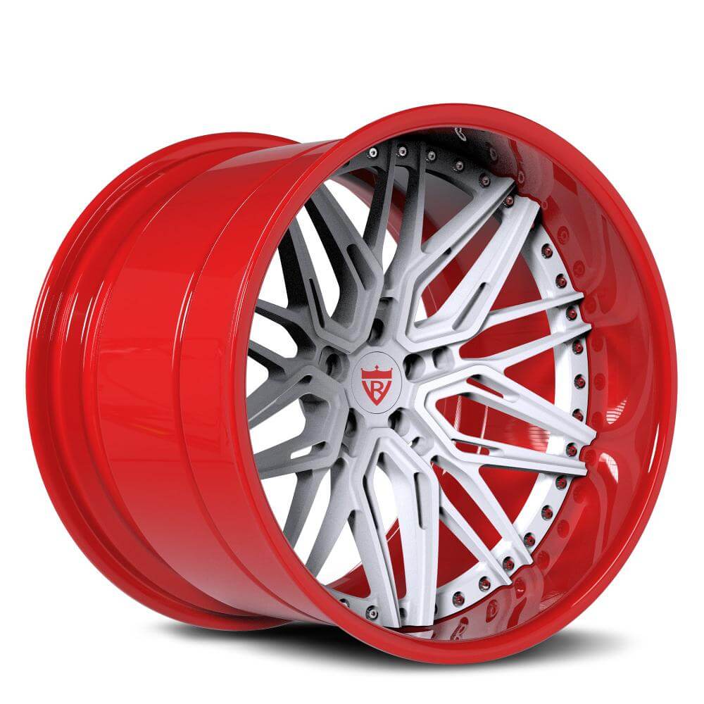 Red Black Rims-Custom Deep Dish Forged 2pc Wheels-T081 Series-RVRN Forged-White deep lip rims