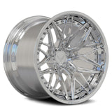 Custom forged 2-piece concave Corvette C8 wheel, showcasing a sleek chrome finish and intricate design.