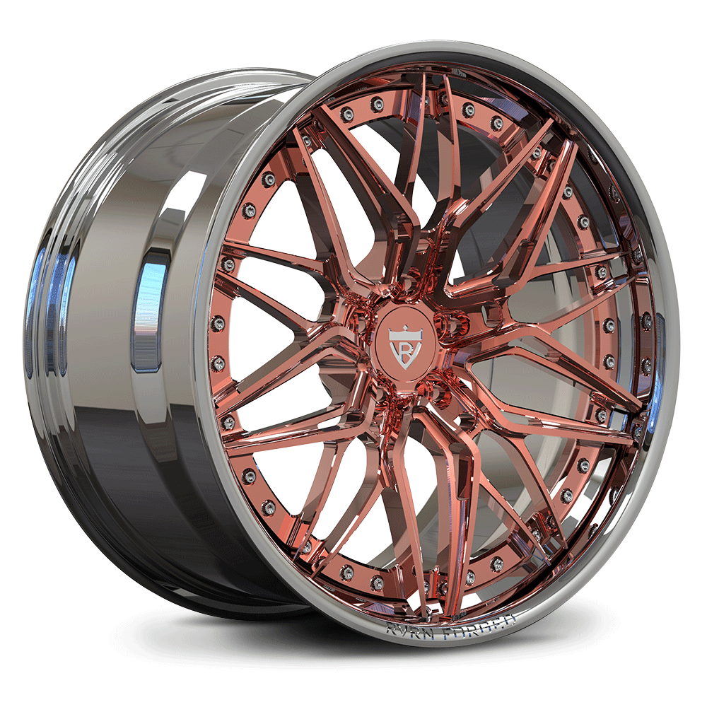 Custom forged 2-piece rose gold wheel for Toyota Supra A90, featuring intricate design and high-performance aluminum alloy.