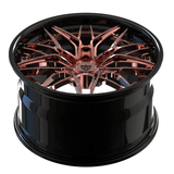 Custom forged 2-piece rose gold wheel for Toyota Supra A90, featuring intricate design and modern finish.