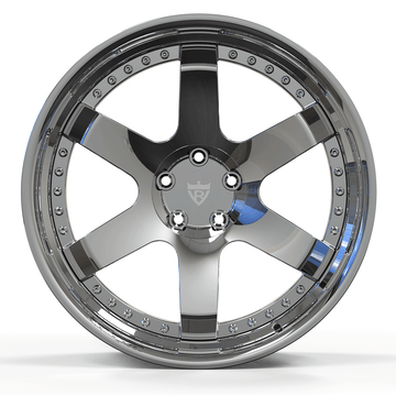 Chrome forged 2-piece wheels front view – RVRN RV-DS01 custom forged luxury wheels.