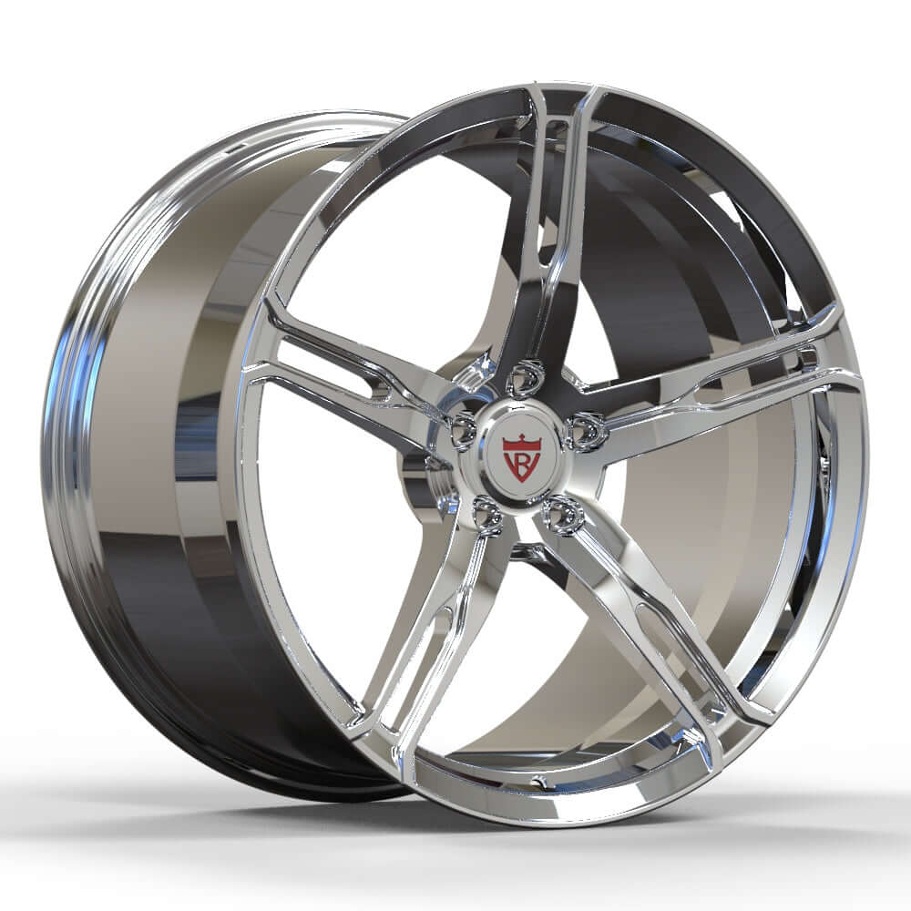 Custom forged 5-spoke wheel RV-MM01 for McLaren 650S, featuring a sleek chrome finish and precision engineering.