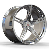 Custom forged 5-spoke wheel RV-MM01 for McLaren 650S, featuring a sleek chrome finish and precision engineering.