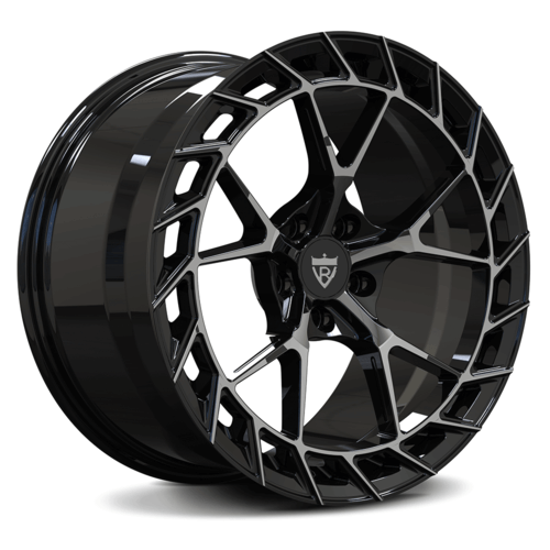 Custom forged monoblock wheel for Corvette C8, featuring sleek black finish and intricate design for high performance.