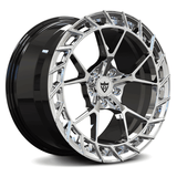 Custom forged monoblock wheel MC23 for Corvette C8, chrome finish, aerospace-grade aluminum, OEM TPMS compatible.