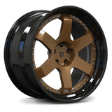 Transparent Bronze center with Black barrel forged 2-piece wheels, RVRN RV-DS01 deep lip style.