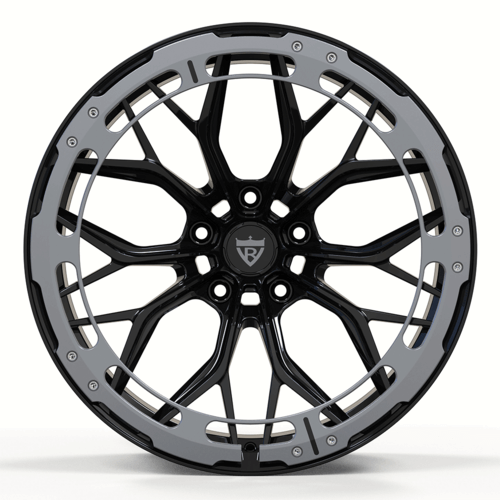 Custom Forged Monoblock Wheel RV-DC09 for Corvette C8 with blue finish showcasing intricate design and concave structure.