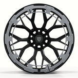 Custom Forged Monoblock Wheel RV-DC09 for Corvette C8 with blue finish showcasing intricate design and concave structure.