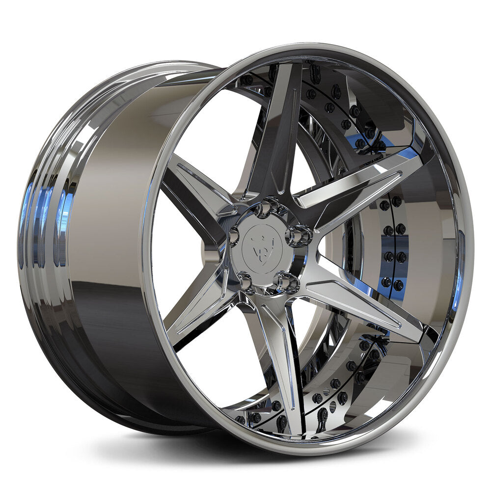 CUSTOM FORGED 2-PIECE DEEP CONCAVE WHEELS: RV-DC19 showcasing shiny, deep concave design, perfect for Nissan 350z custom wheels.