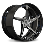 Custom forged 5 spoke concave wheel in black and chrome finish, perfect for C8 Corvette Z51 and aftermarket applications.