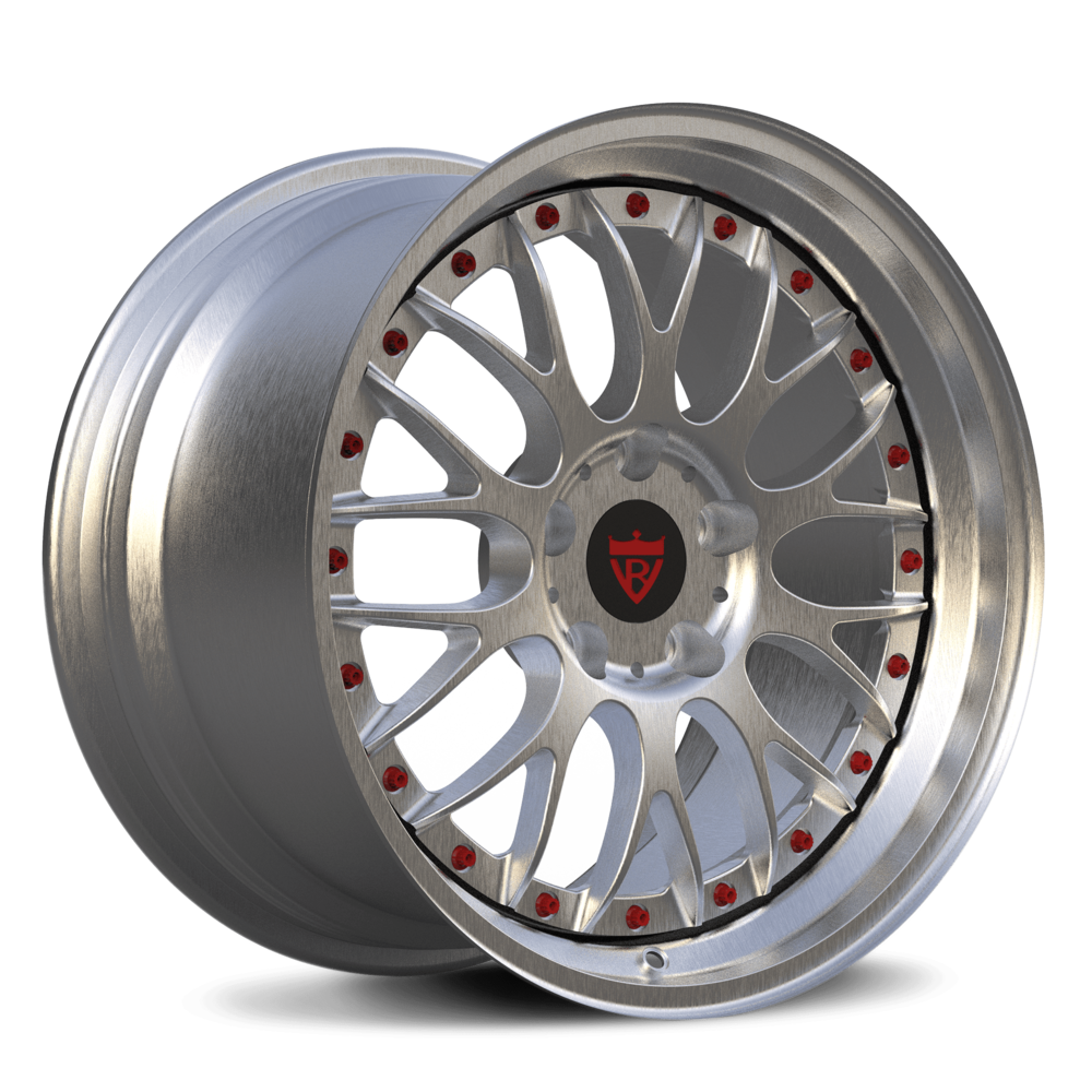 Custom 2-piece forged wheel RV-DC56 with deep dish design and red accents, ideal for luxury and performance vehicles.